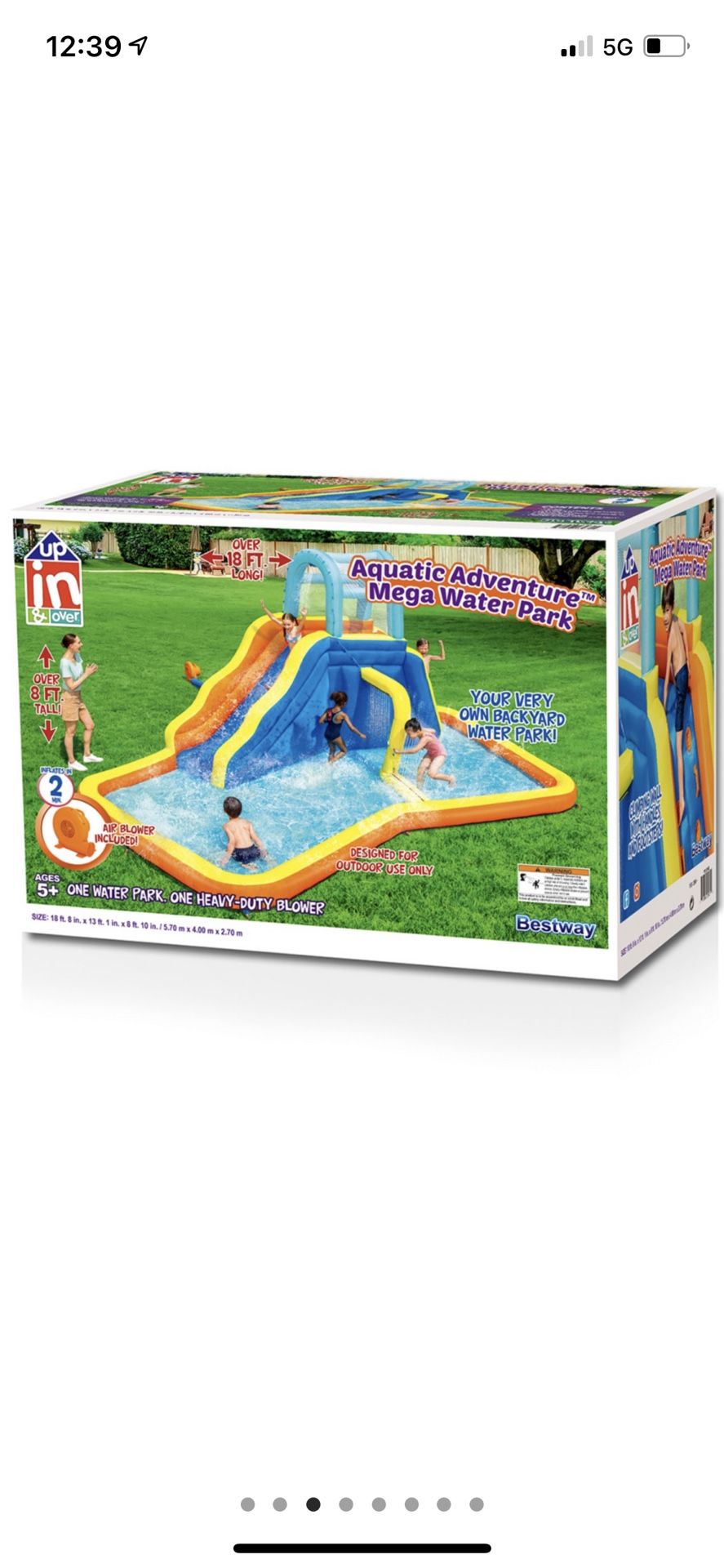 New In Box - The Aquatic Adventure™ Mega Water Park is the ideal backyard play experience. This inflatable water park features a safe and sturdy water