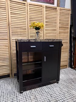 Kitchen Cart with Faux Granite Top