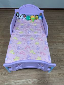Mini Kids Bed Purple With Mattress ,  Cover & Stuffed Animals very clean like new 53x14x29 length and height and width