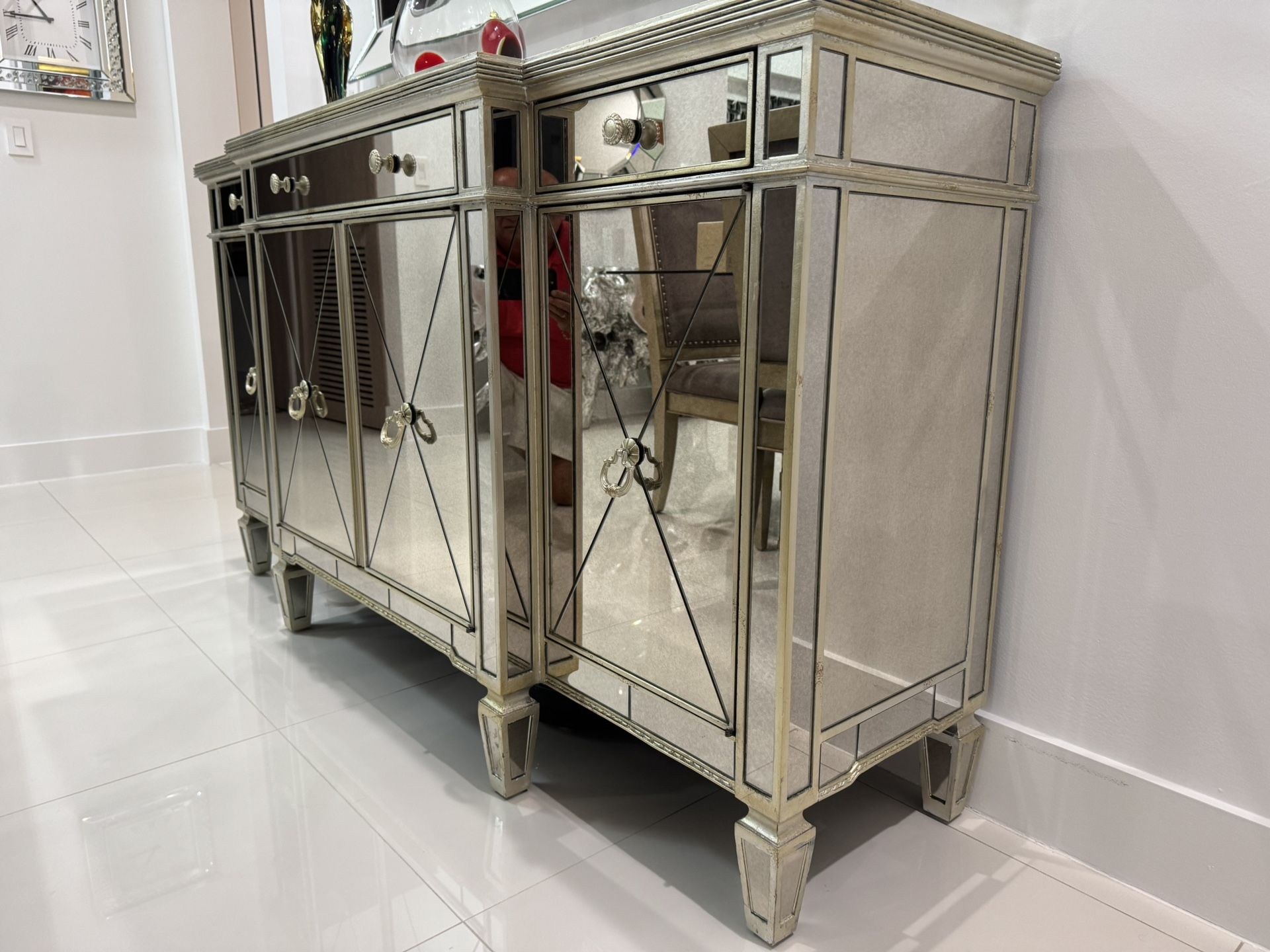 Mirrored and Silver Buffet 