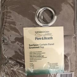 Sunspun 100% Polyester Mesh Grommet Top Outdoor Curtain, Taupe - Plow & Hearth