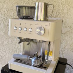 15 Bar Espresso Machine with Built-in Anti-Clog Coffee Grinder, Expresso Coffee Machines with Milk Steam Wand/Frother/Tamping Tools,Espresso Maker wit