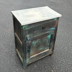 Reclaimed Wood Side Accent Table Nightstand Cabinet