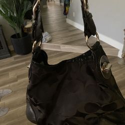 Coach Black  Sateen Peyton Hobo Purse