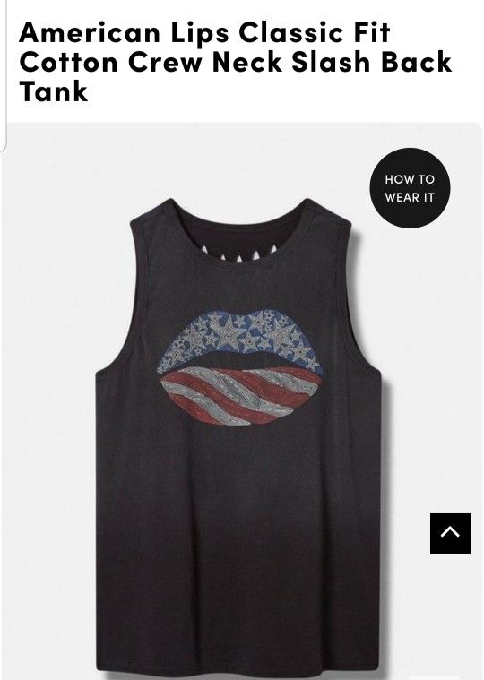 TORRID brand...Women's Plus Size Tank Top..."Lips"American Flag Print ....Size 2