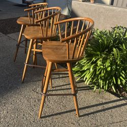 Bar Stools 3 Vintage Solid Oak