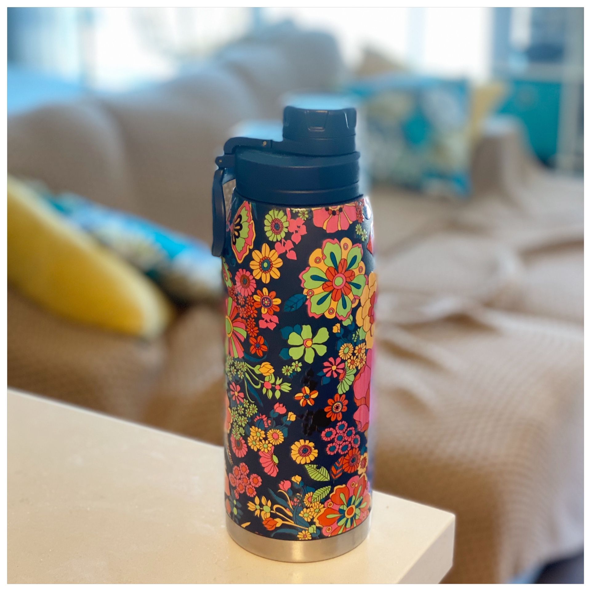 Hydrapeak 32 oz Insulated Floral Water Bottle with Chug Lid for