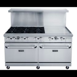 Six Burner Stove With GRIDDLE OVEN. 