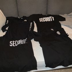 2 Long Steve Security Shirts, And Two Short Sleeve Shirts All Size Larg