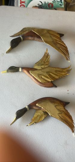 Set of 3 Flying Mallard Duck Wall Plaques