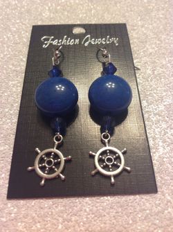 Nautical ships wheel earrings