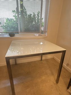 Modern White Glass Table (metal legs)