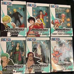 Anime Heros One Piece Lot (Luffy, Shanks, Ace, Chopper, Zoro, Sanji)