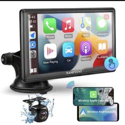 Wireless Apple CarPlay Dash Mount, Portable Car Touchscreen, Car Audio Receiver, Bluetooth  Input