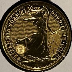 1/10 OZ Gold Britannia King Charles III BU 2023