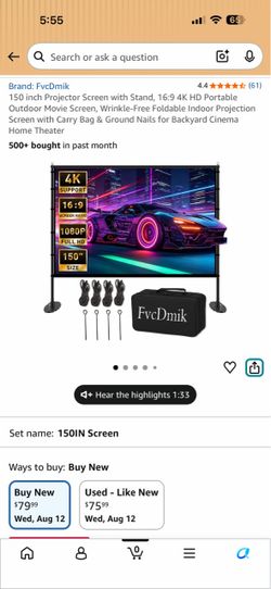 150 inch Projector Screen with Stand
