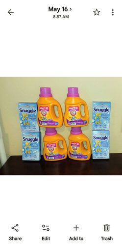 4 Arm & Hammer Laundry Detergent & 4 Snuggle Dryer Sheets