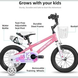 JOYSTAR Pluto 16 Inch Kids Bike with Light Up Training Wheels, Kids' Bicycle for Girls Age 3-7Years, Children Bikes, pink