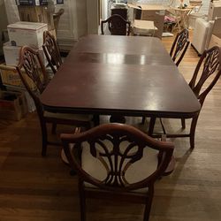 Vintage Duncan Phyfe Dining Set Table And 6 Shield Chairs