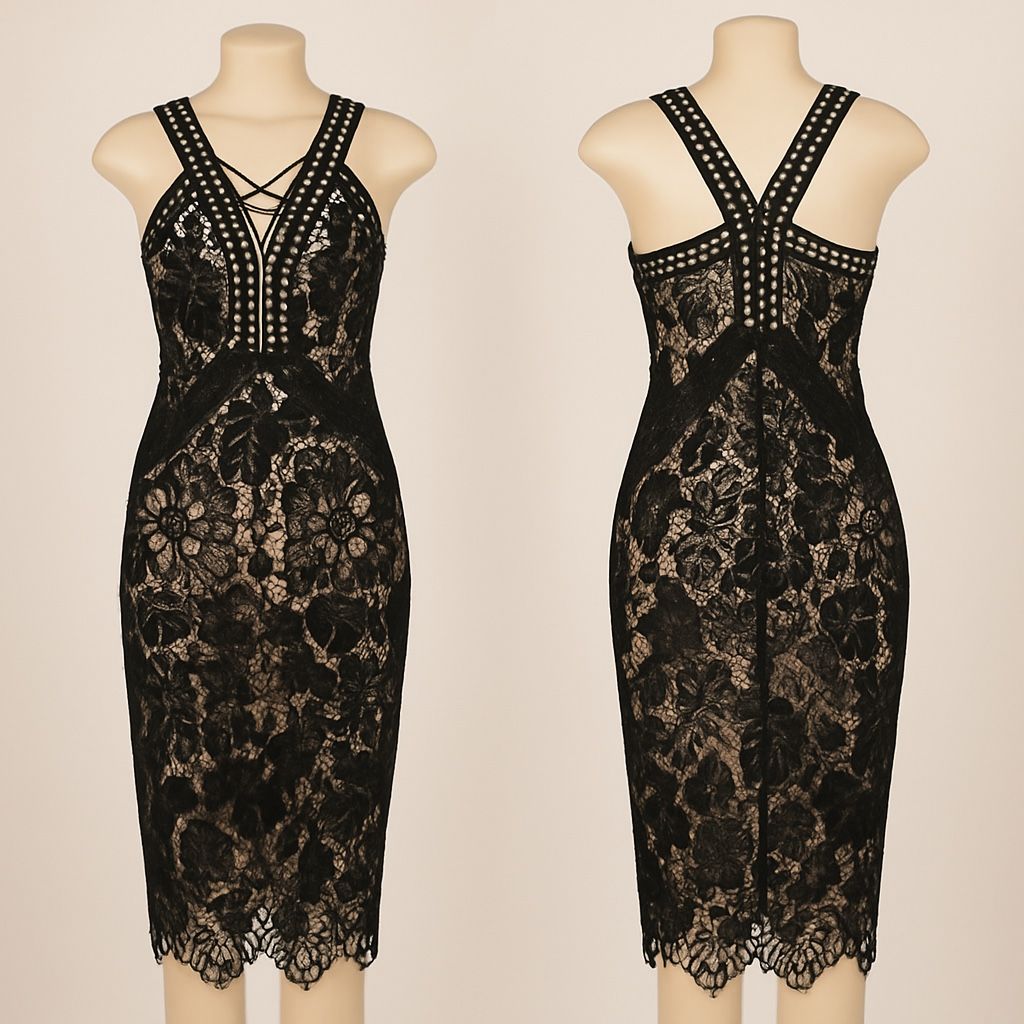 ✨ Harlyn Black Lace Overlay Dress – Large ✨