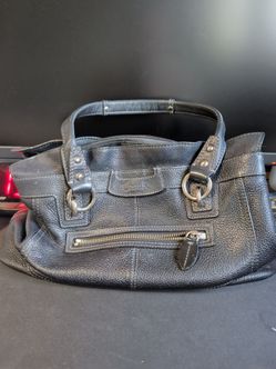 COACH Penelope Black Handbag Ruffle Pebbled Leather