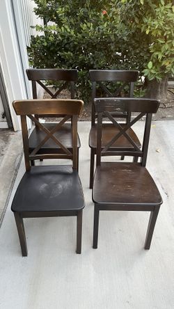4 Black Solid Wood Chairs