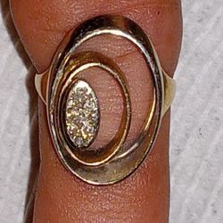 Real Solid 14k Yellow & White Gold Ring With Real Diamonds 