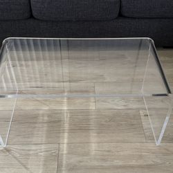 32" Long Rectangle Clear Acrylic 20mm Thick Waterfall Coffee Table
