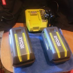 Ryobi 40V 2 Battery 4Ah with Lithium-Ion Quick Charger