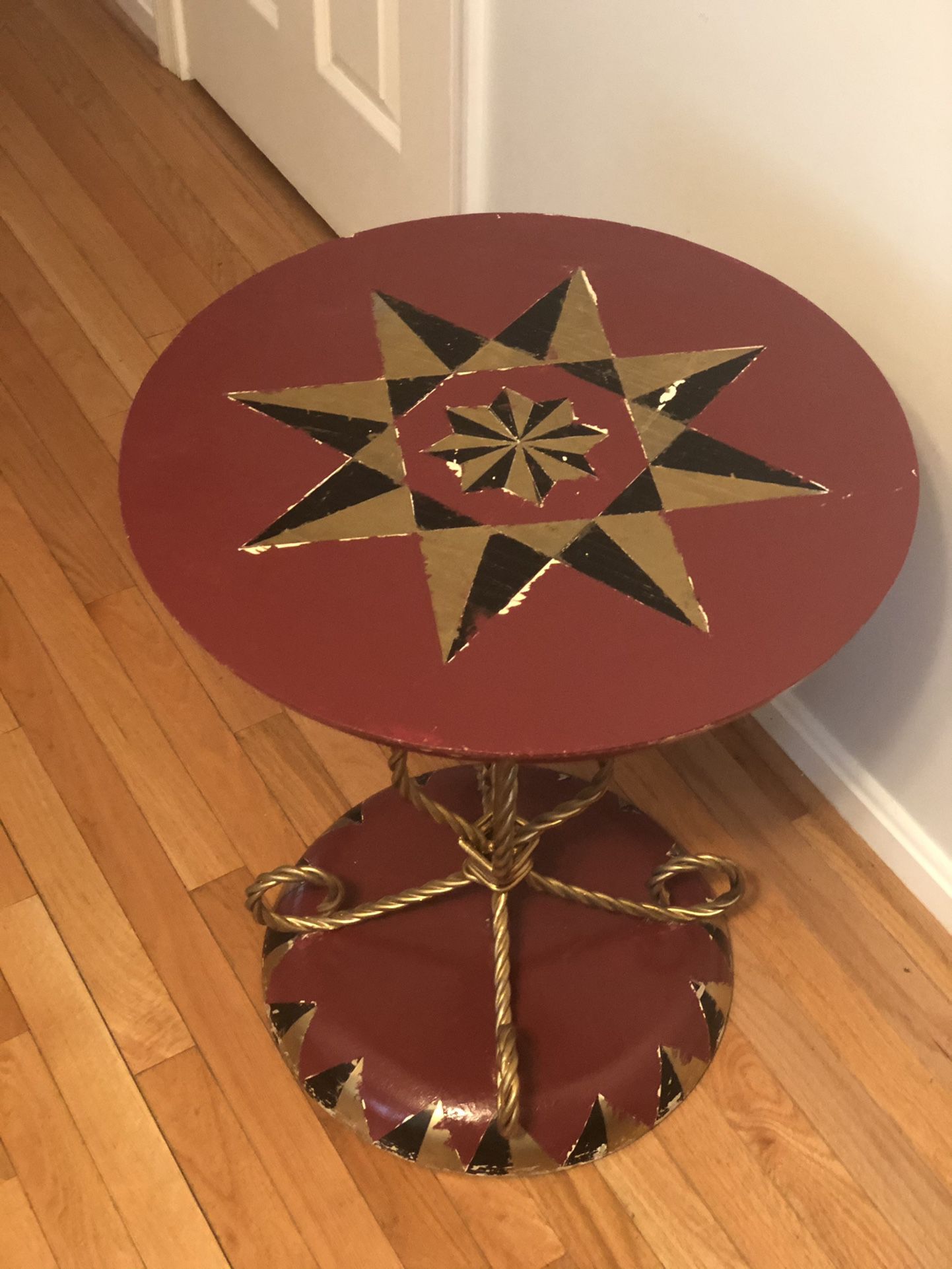 Hand Painted Unique Wood And Metal Table
