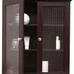New Espresso Wood Medicine Cabinet Organizer Storage Glass Doors Bathroom Wall Mount Antique Vintage