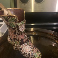Minature Vintage Shoe 80s Cloisne