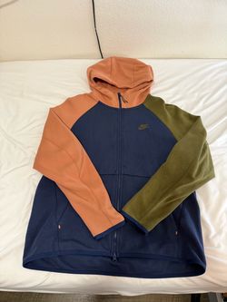 Nike Full-Zip Hoodie Size Large in Navy, peach, & olive green