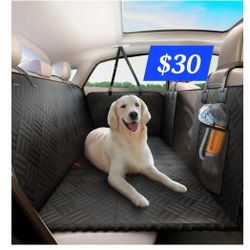 Dog Car Seat Cover for Back Seat, Hard Bottom Back Seat Extender for Dogs, Holds 400lbs, 600D Heavy Duty Scratch-Proof Waterproof Dog Hammock for Car,