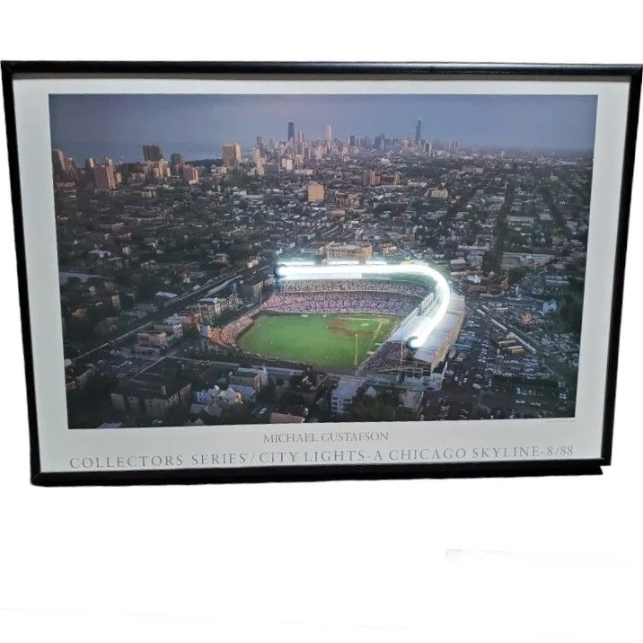 Michael Gustafson Neon "City Lights Chicago Skyline Wrigley Field "