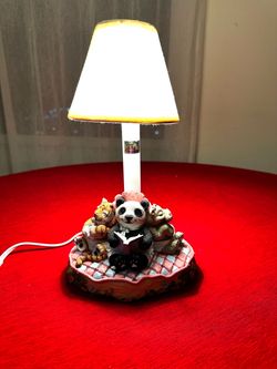 Panda Reading Figurine Accent Table Lamp