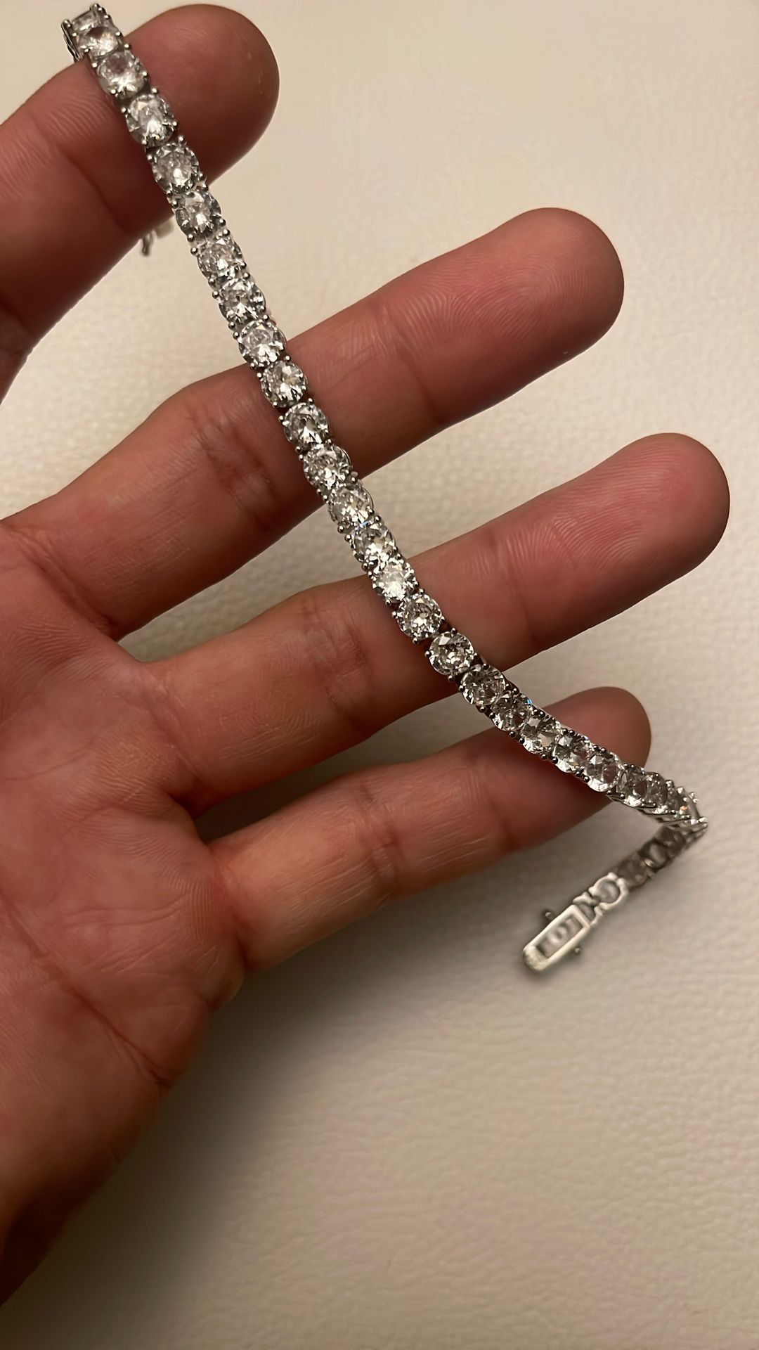 Rhodium Plated 925 Sterling Silver Round CZ Tennis Bracelet 5mm