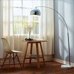 Chrome Arc Floor Lamp with Marble Base