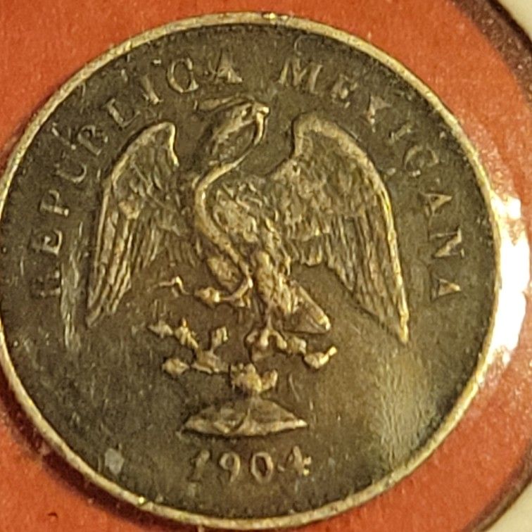 1904 MEXICO 5 CENTAVOS SILVER COIN  90.3% SILVER