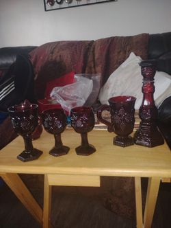 1970s Avon Ruby Red Glass Set