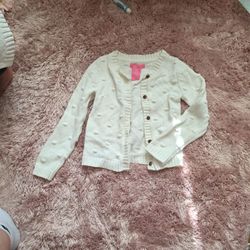 Girls White Cardigan Size 5/6 
