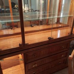 Large China Cabinet w/Dinner Table & Chairs to Match