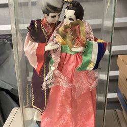 Antique Korean Dolls in Case