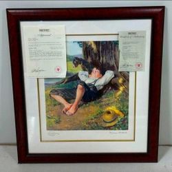 Limited Edition Norman Rockwell Signed Seriolithograph – “Barefoot Boy Daydreaming” (#506/750)