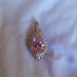 925 Sterling Silver Pink Topaz Pendant