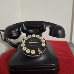 Black Grand Phone Flash Redial Vintage Retro Style Push Button NOT TESTED