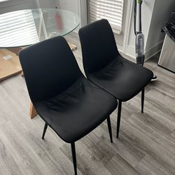 Two Faux Leather Dining Chairs 