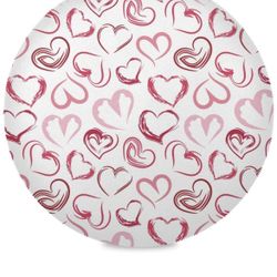 Bolaz Valentines Day Round Placemat Set of 6,Seamless Pattern with Hearts Love Kitchen Dining Table Heat Place mats
