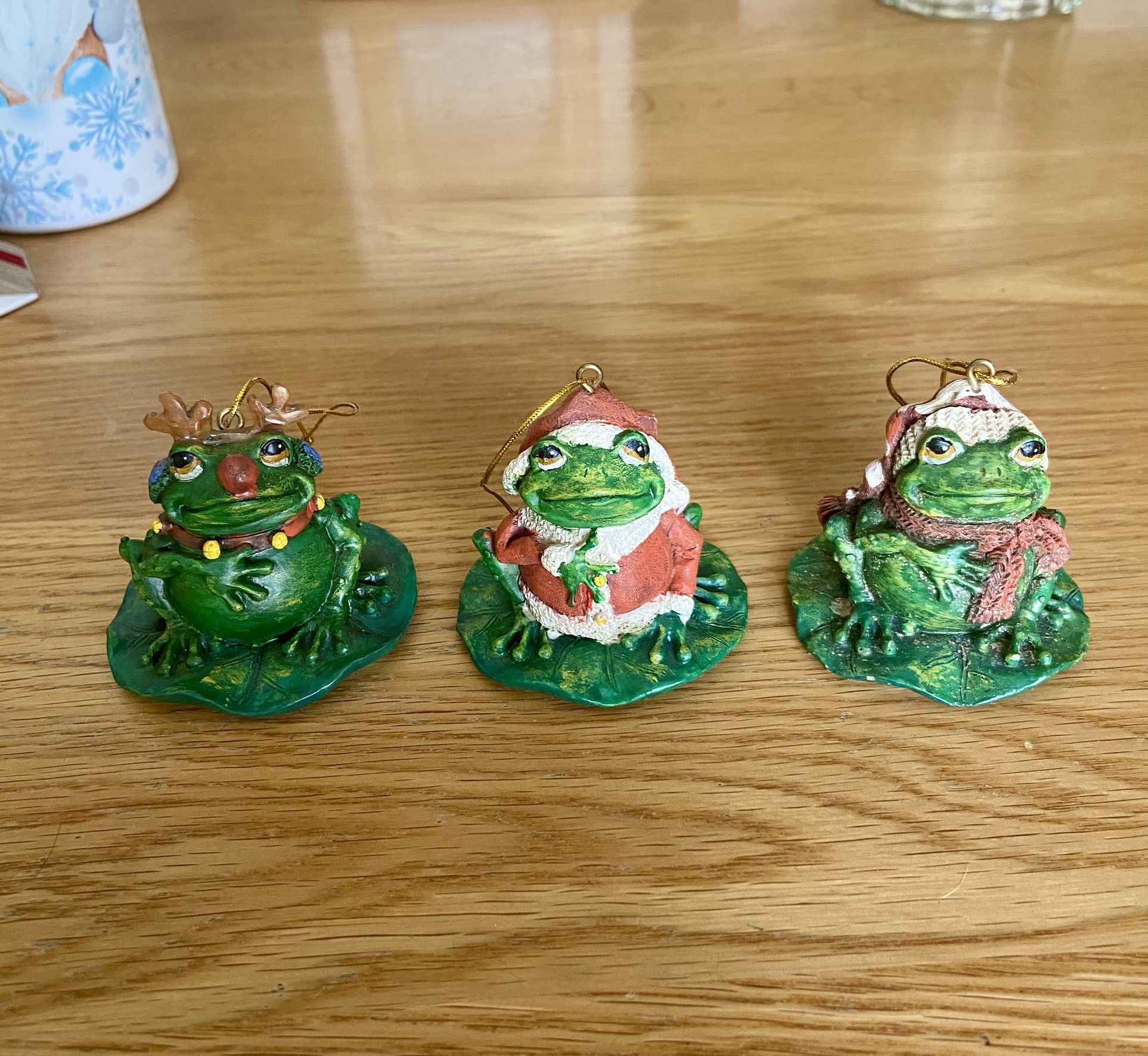 Set Of 8 Vintage Frog Christmas Ornaments