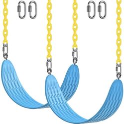 BeneLabel 2 Pcs Swing Seat Heavy Duty with 66" Chain Plastic Coated and Carabiners, Playground Swing Set Accessories Replacement, Seat Width 27.2", 60